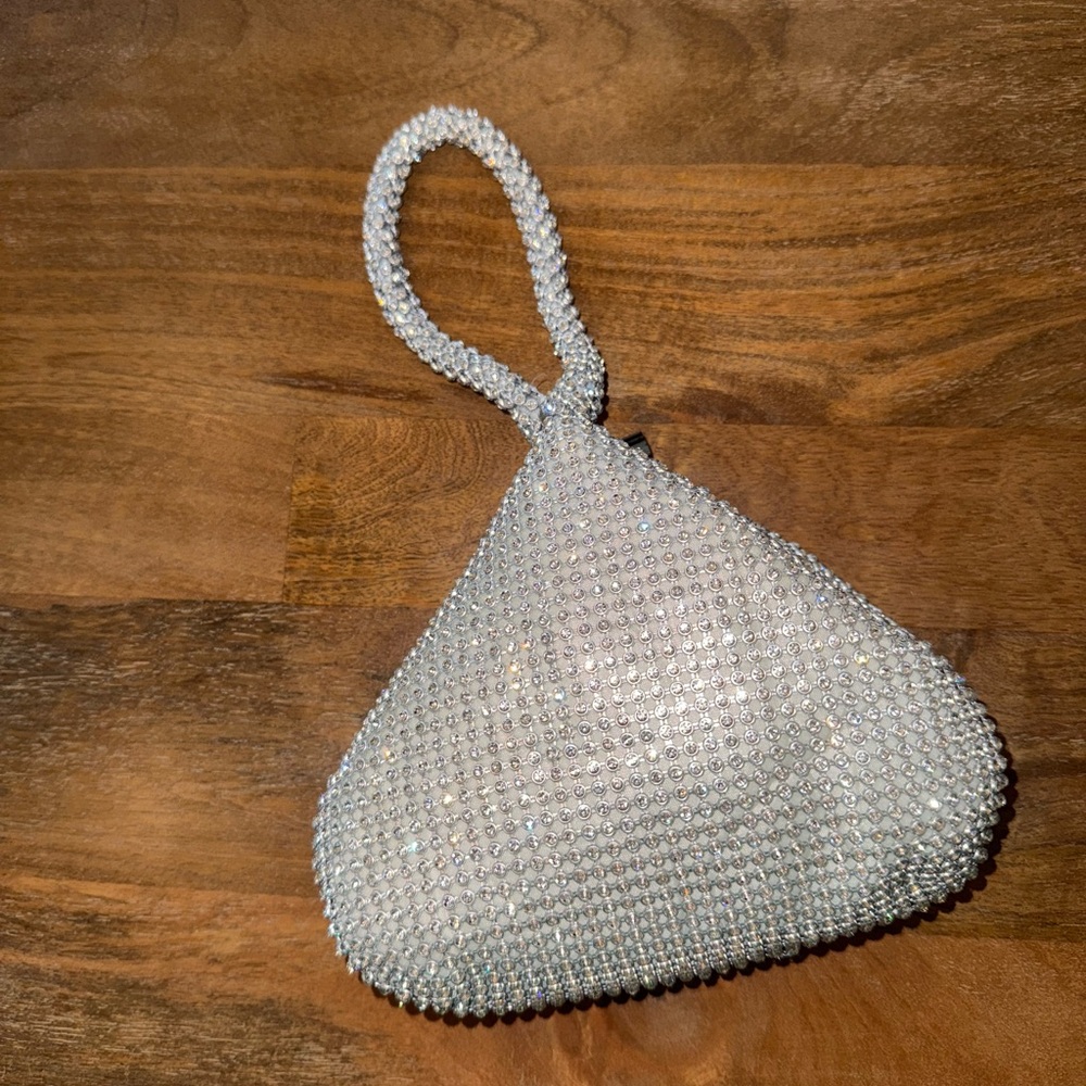 Elegant Silver Beaded Women's Bag
